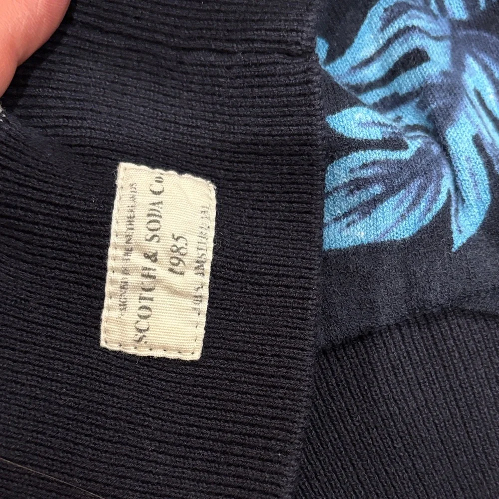 Scotch and Soda Aloha Collection Black and White Stripe Top XL